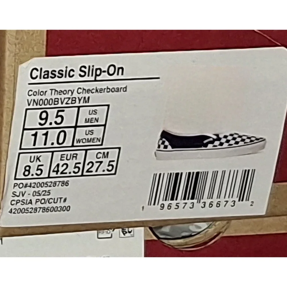 Vans Classic Slip-On Checkerboard Navy Blue/White Shoes Men's 9.5/ Women's 11